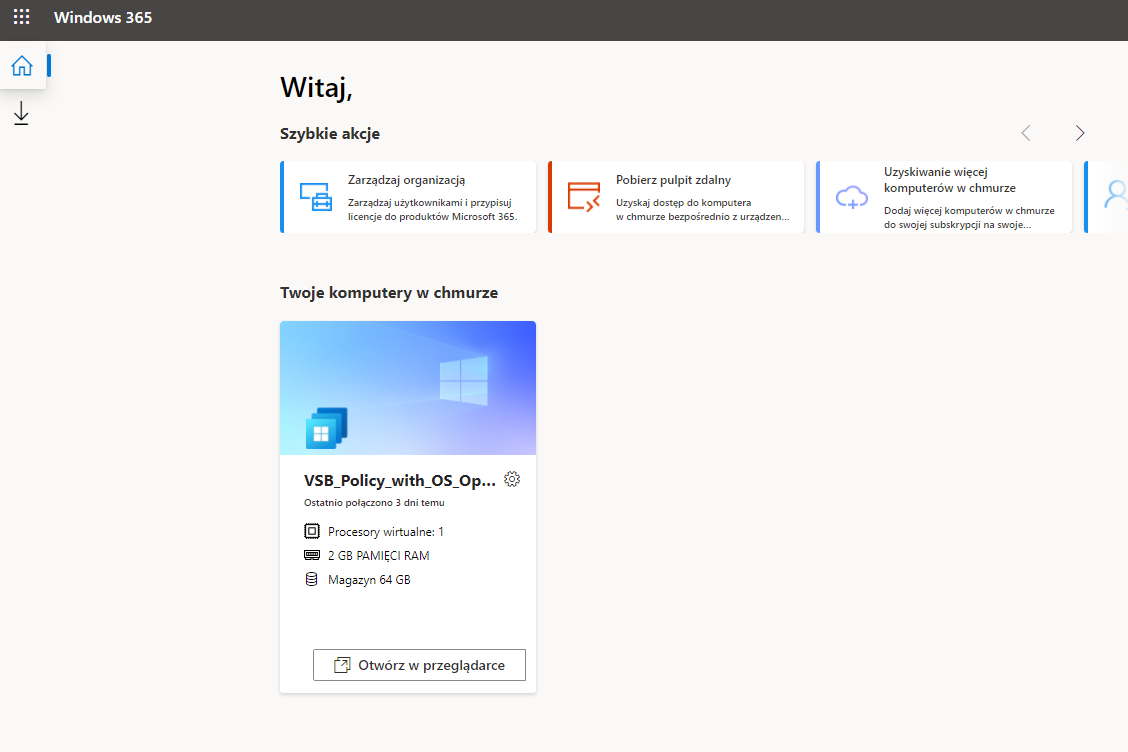 widok panelu logowania Windows 365 widok panelu logowania Windows 365